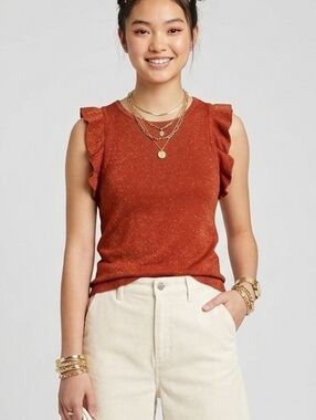 MADEWELL - Metallic Ruffle Tank